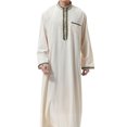 thumbnail image 3 of Birdeem Robe Musulmane pour Hommes Robe Arabe Mi-Longue Style Long Manches Longues Brodée Col Montant Poche Longue Chemise Mode Décontractée, 3 of 9