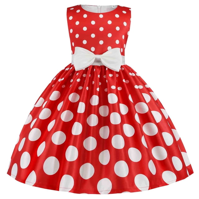 Ketyyh-chn99 Robes d'Été pour Filles Robe de Plage Sans Manches à Imprimé Floral Princesse Filles Décontractée Manches Longues Robe Courte Rouge,5-6 Ans