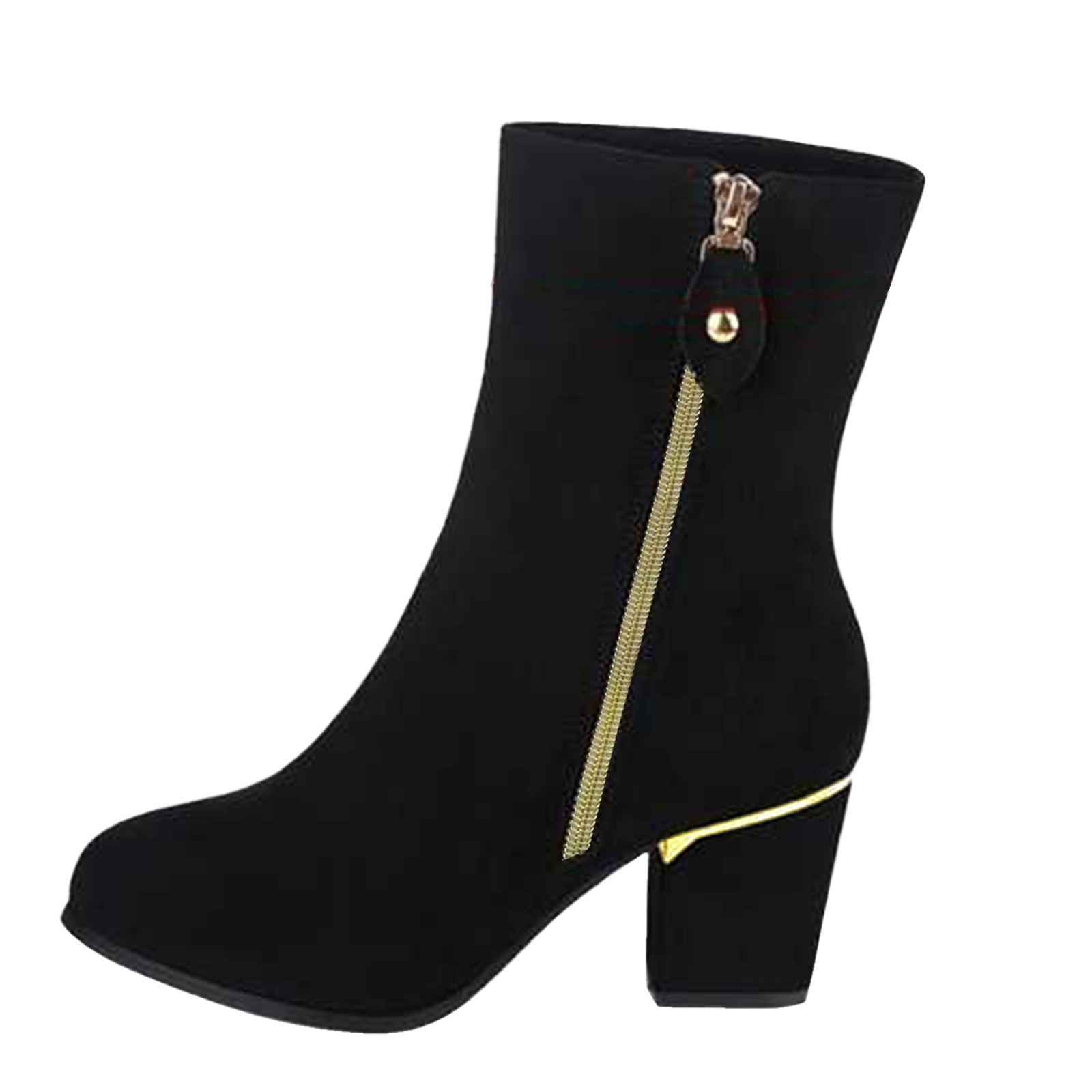 B91xZ Bottines de Cowboy pour Femmes Imperméables pour Randonnée Combat Lacets Talon Bas Bottines Cheville, Noir 7