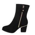 thumbnail image 1 of B91xZ Bottes pour Femmes Mode Habillées Travail Imperméables Randonnée Combat Lacets Talon Bas Bottines Cheville, Noir 9, 1 of 5