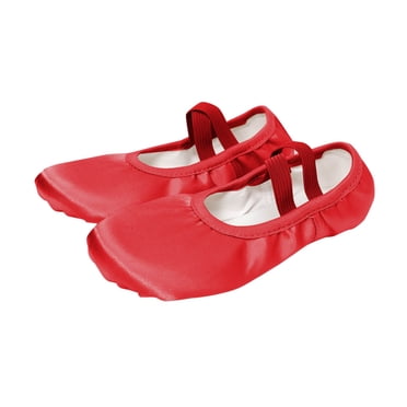 FFENYAN Chaussures de Danse en Satin à Semelle Souple avec Sangles Croisées Élastiques pour Enfants Moyens et Grands 2-14 Ans - Parfait pour la Pratique du Ballet Jazz et de la Danse