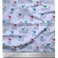 thumbnail image 1 of Soimoi Poly Georgette Fabric Picket Fence & Bird Artistic Printed Craft Fabric by the Yard 52 Inch Wide, 1 of 1