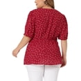 thumbnail image 3 of Agnes Orinda Haut Portefeuille Péplum à Pois à Col en V à Manches Courtes pour Femme Grande Taille pour l'École et le Cégep 1X Rouge, 3 of 7