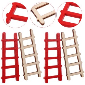 WHAMVOX Miniature Ladder Decor 10Pcs Red Wood For Craft Enthusiasts And Hobbyists Mini Size Landscape Ornament