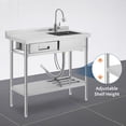 thumbnail image 4 of EDTara Évier Utilitaire Autoportant en Acier Inoxydable, Évier Commercial à Bol Unique avec Établi Gauche et Robinet, 4 of 7