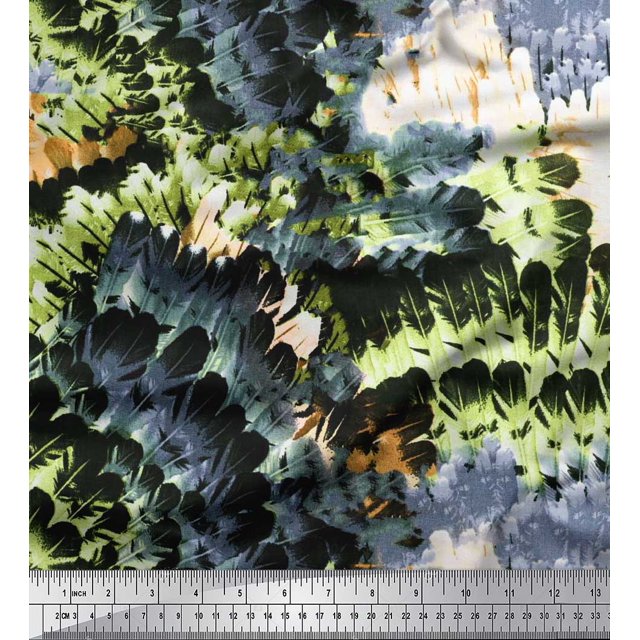 Soimoi Cotton Poplin Fabric Feather Texture Print Fabric by Yard 56 Inch Wide
