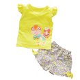 thumbnail image 1 of Ensemble d'Été 2 Pcs pour Bébé Fille, Haut à Manches Courtes Imprimé et Pantalon, 1 of 8