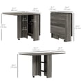 thumbnail image 3 of HOMCOM Table à Manger Pliant, Table à Abattants avec Étagères à 2 Niveaux Bois Gris, 3 of 10