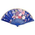 thumbnail image 2 of YAOMOBB Exquisite Craftsmanship Fan Chinese Style Folding Fan Hot Stamping Silk Fabric Handheld Fan with Gold Edge Flower Patterns for Wedding Dancing, 2 of 6