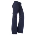 thumbnail image 3 of Womens Casual Drawstring Waist Jogger Workout Cargo Pants with Pockets Navy 4XL, 3 of 3