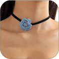thumbnail image 1 of LinYooLi Collier Ras du Cou Fleuri pour Femmes Collier Gothique Floral à Lacets Collier Rose Long Collier en Velours pour Mariage Fête d'Été, 1 of 6