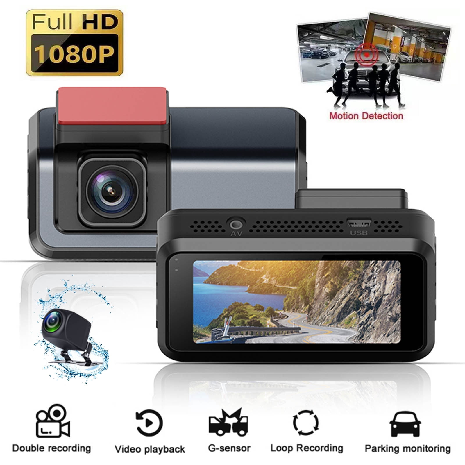 TopLLC HD Wifi Dash Cam 3inch Front Rear Lens Car Dashcam Mini Hidden Car Camera Recorder Front And Real Cameras Car DVR