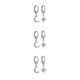 thumbnail image 4 of pitrice 1 Pair Moon Star Earrings Ears Pendant Exquisite Irregular Woman Jewelry Ear Dangle Fashion Accessory for Decor Gifting Using Silver 3Set, 4 of 6