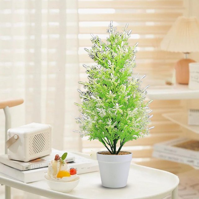 Feltree Simulation Christmas Small Pinaster Cedar Tree Artificial Pinaster Cedar Leaf Simulation Green Bonsai Living Room Potted Ornaments