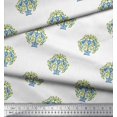 thumbnail image 2 of Soimoi Tissu Satin Modal Feuilles & Lotus Imprimé au Mètre 42 Pouces de Large, 2 of 3