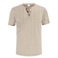 thumbnail image 4 of BEFOKA Mens Summer Short Sleeve Tops,Summer Tops Clearance,Man Leisure Button Solid Color Ventilation Short Sleeve Round Neck Top, 4 of 5
