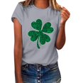 thumbnail image 1 of Vente de Liquidation!! T-Shirt de la Saint-Patrick pour Femmes, T-Shirt Graphique Trèfle Vert, Col Rond, Manches Courtes, Tunique Décontractée, Gris + m, 1 of 3