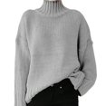 thumbnail image 1 of EGNMCR Chandails pour Femmes Mode Femmes Manches Longues Unies Chandail Col Roulé Décontracté Hauts, 1 of 1