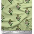 thumbnail image 1 of Soimoi Moss Georgette Fabric Leaves & Floral Block Print Fabric by Yard 42 Inch Wide, 1 of 3