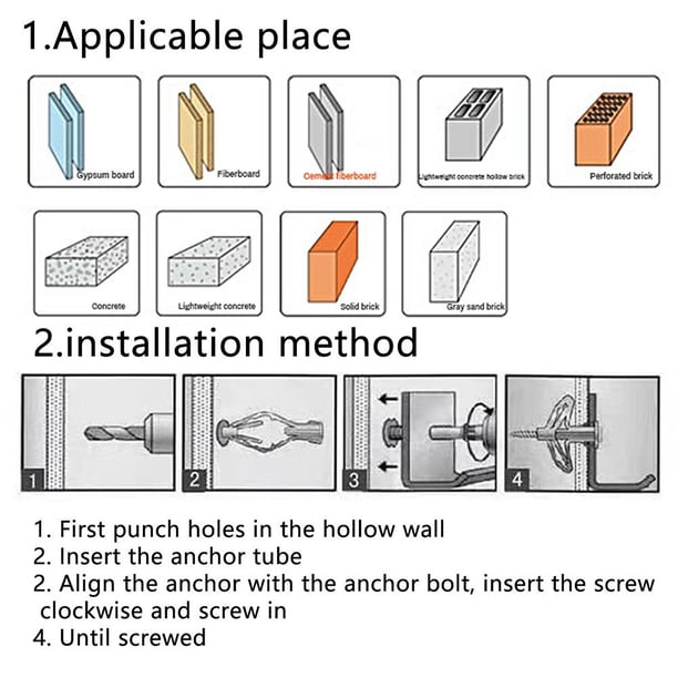 Glarks 200-Piece Drywall Self-Drilling Anchors With Screws – Carbon Steel, No Pre-Drilling, 66 Lb Capacity