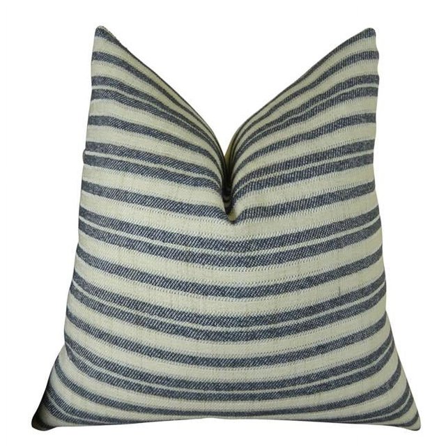Plutus Stone Manor Indigo Handmade Throw Pillow, (Double sided 22" x 22")