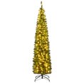 thumbnail image 1 of Costway 7 FT Pre-Lit Pencil Christmas Tree with 200 LED Lights & 499 Branch Tips Party, 1 of 10