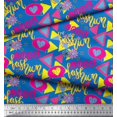 thumbnail image 2 of Soimoi Blue Viscose Chiffon Fabric Text,Heart & Triangle Geometric Print Fabric by Yard 42 Inch Wide, 2 of 3