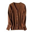 thumbnail image 1 of Hontri Cardigans pour Femmes, Cardigan Classique pour Femmes à Boutons, Manches Longues, Col en V, Chandail en Tricot Doux, Liquidation, Café, S, 1 of 5