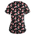 thumbnail image 3 of TIMIFIS Sarrau de Noël Rouge pour Femmes, Imprimé Père Noël et Bonhomme de Neige, Hauts de Sarrau à Manches Courtes, Col en V, Tunique de Travail pour Soins Infirmiers, Blouse d'Uniforme de Travail avec Poches - Rouge Automne/hiver, 3 of 4