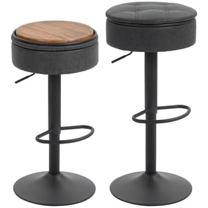 HOMCOM Bar Ensemble de tabourets 2, Tabourets pivotants avec rangement, repose-pieds, noir