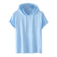 thumbnail image 2 of EGNMCR T-shirts pour Hommes Hommes Décontracté Uni Mode à Capuche Chandail à Manches Courtes T-Shirt de Sport Haut, 2 of 3
