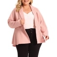 thumbnail image 1 of Agnes Orinda Women's Plus Size Blazer Button Notch Panel Ruffle Peplum Blazers 3X Light Pink, 1 of 6