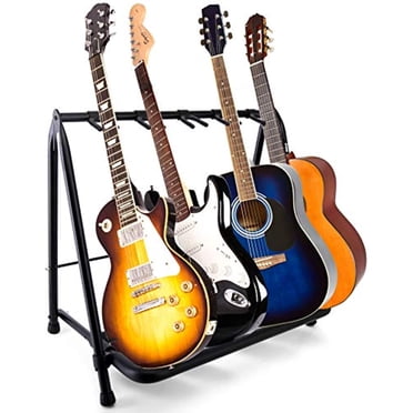 Pyle Foldable Universal Multi 5 Stand Portable Collapsible Instrument Floor Guitar Rack Holder w/Foam Padding-for Acoustic, Electric, Bass Guitar & Guitar Bag/Case PGST53