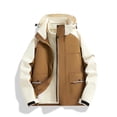 thumbnail image 2 of WRKEKC Men's Slim Fit Hooded Jacket with Adjustable Drawstring and Contrast Stitching, Urban Utility Coat for Modern Workwear Coffee L, 2 of 4