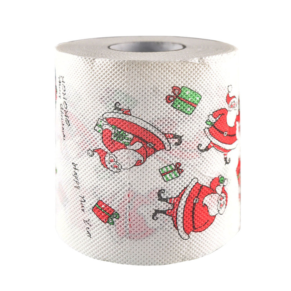 Creative Toilet Paper Roll Christmas Santa Printing Roll Paper Colored Printed Christmas Bath Tissue