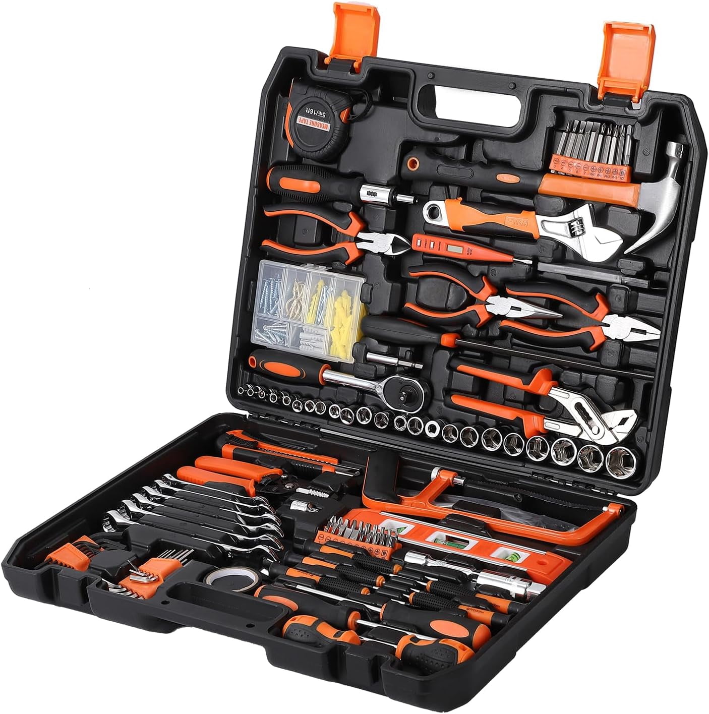 236-Piece Auto Repair Tool Set Complete Hand Tool Kit with Socket Wrenches Precision Screwdrivers Pliers Hammers and Plastic Storage Case for Household and Garage