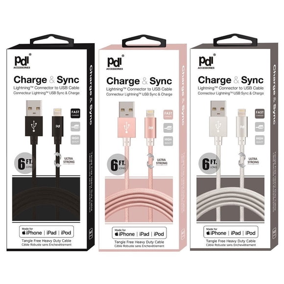 PDI-840 Apple iPhone Charging (Lightning Cable), 6FT (1.8m) Charging Sync Cable. USB to MFi Certified Lightning.