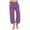 Pantalon capri Violet-Coton pour Femme, variante sur Brnmxoke Pantalon Capri pour Femmes Grande Taille Chic Décontracté Jambe Grand Court en Lin avec Poches Cordon Taille Élastique Pantalon d'Été de Plage Orange,G