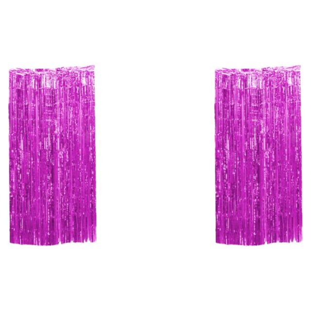 Maytalsory Finger-Safe Tassels Curtain For Customized Birthday Backdrop Luster Foil Curtain Rose Red 2Set