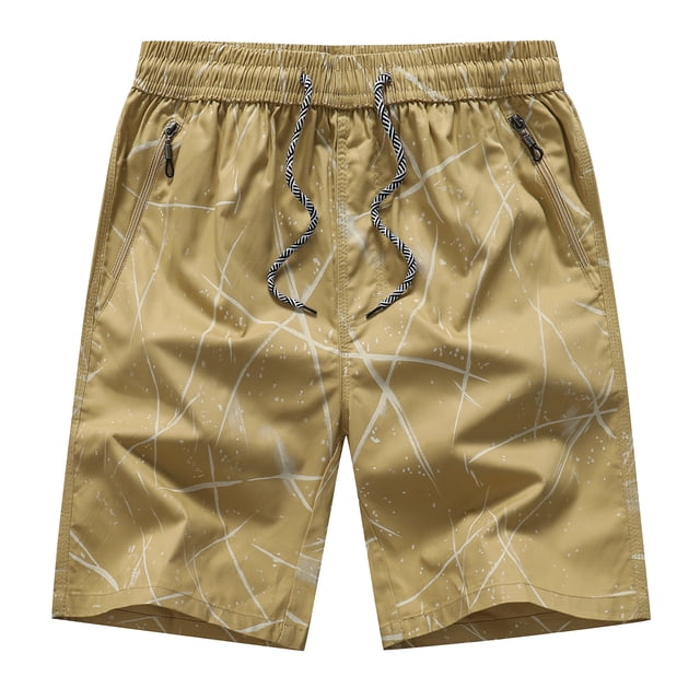 Pisexur Half Shorts Pants Fashion Men's Pocket Zipper Buttons Print Leisure Time Tooling Short Pants