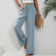 thumbnail image 4 of FAIWAD Womens Wide Leg Palazzo Pants Spring Summer High Elastic Waist Loose Casual Flowy Pants with Pockets, 4 of 7