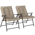 thumbnail image 1 of Outsunny Ensemble de 2 Chaises Pliantes d'Extérieur, Chaises de Camping Rembourrées, Kaki, 1 of 10