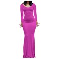 thumbnail image 2 of EQWLJWE Robes Moulantes pour Femmes Élégantes Col Rond Ajusté Manches Longues Aguichant sous-Couche Robe Nuisette, 2 of 6