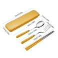 thumbnail image 3 of Wzzjkit Travel Utensils with Case Stainless Steel Portable Cutlery Set Student Office Worker Chopsticks Spoon Fork Cutlery Three-piece Gift School Season Travel Cutlery Set, 3 of 8