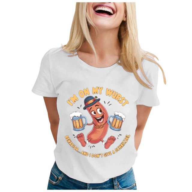 LUOGENLI T-shirts pour Femme pour Femmes T-Shirt Mode pour Dames T-Shirt Décontracté Imprimé Col Rond Manches Courtes Haut pour l'Été Amusant T-shirts pour Femmes T-shirts Graphiques TTG Grande Taille Fête de la Saint-Patrick Blanc TTG