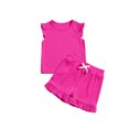 thumbnail image 4 of RXIRUCGD 2025 Vêtements d'Été pour Enfants Ensemble d'Été pour Enfants Couleur Unie Confortable T-Shirt à Manches Courtes à Col Rond et Ensemble de Shorts pour Enfants, 4 of 6