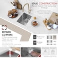 thumbnail image 3 of Stylish Undermount 16" Stainless Steel Single-Bowl Kitchen Sink S-309XG, 3 of 11