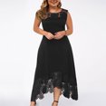 thumbnail image 1 of Jusqu'à 65 % de Rabais! Robes d'Été à la Mode pour Femmes 2024 Grande Taille Décontractées Unies à Col Rond Aguichant en Dentelle Sans Manches Amples à Enfiler, 1 of 7