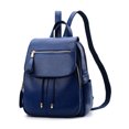 thumbnail image 3 of Women PU Backpack Large Capacity Travel Organizer School Solid Color Causal Adjustable Handbag Rucksack Tote Shoulder Bag Dark Blue, 3 of 8