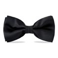 thumbnail image 1 of Nœuds Papillon en Soie pour Garçons, Formels, Unis, Longueur Ajustable, Noir, 1 of 5
